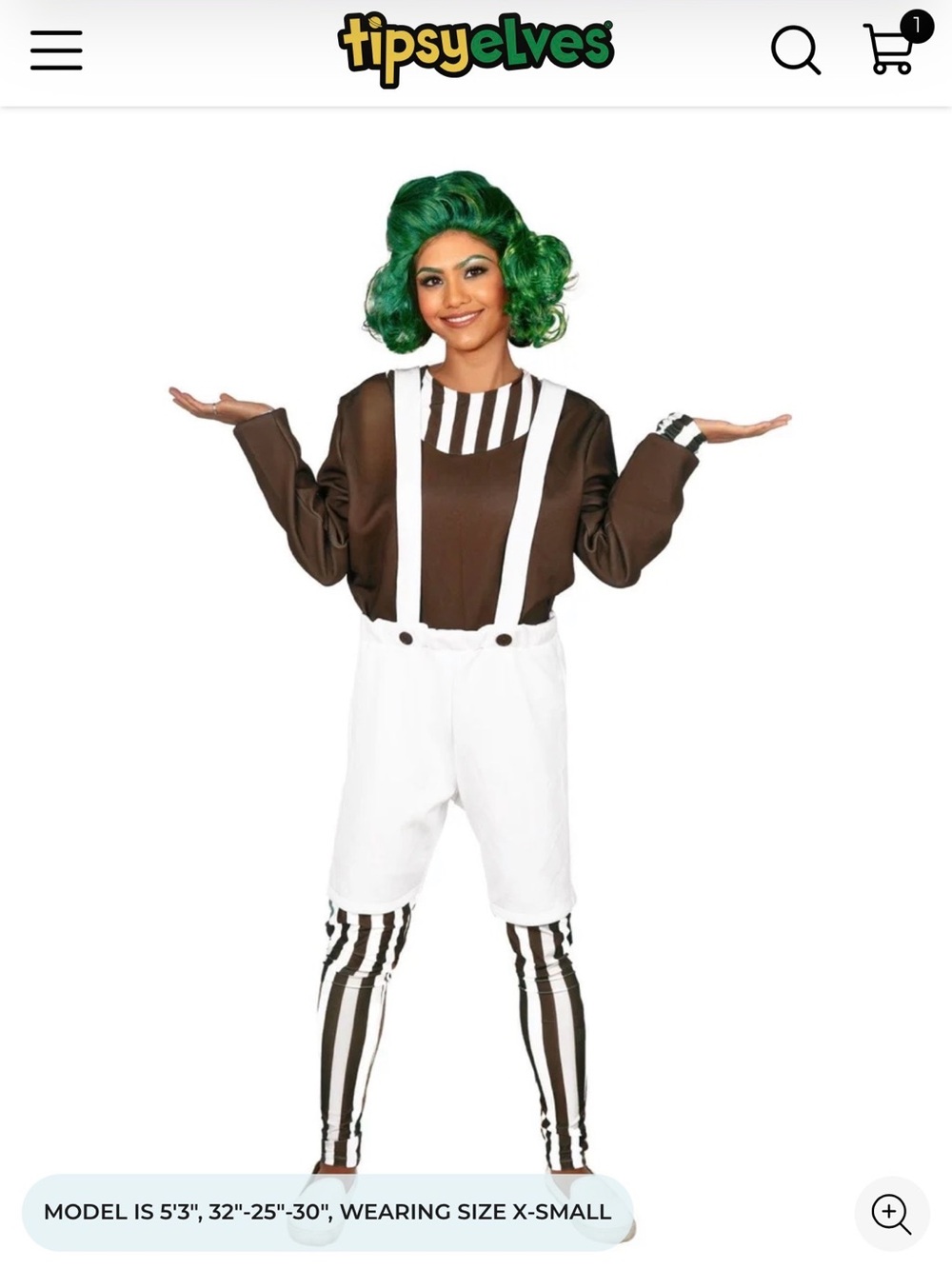 Tipsy Elves Green Wig with Brown Top and White Suspenders Costume